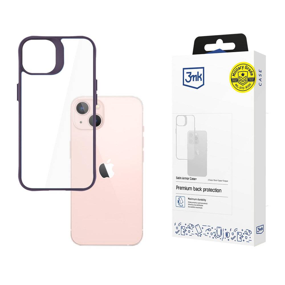 3mk Satin Armor Case+ Lila Hülle Apple iPhone 14 – transparent
