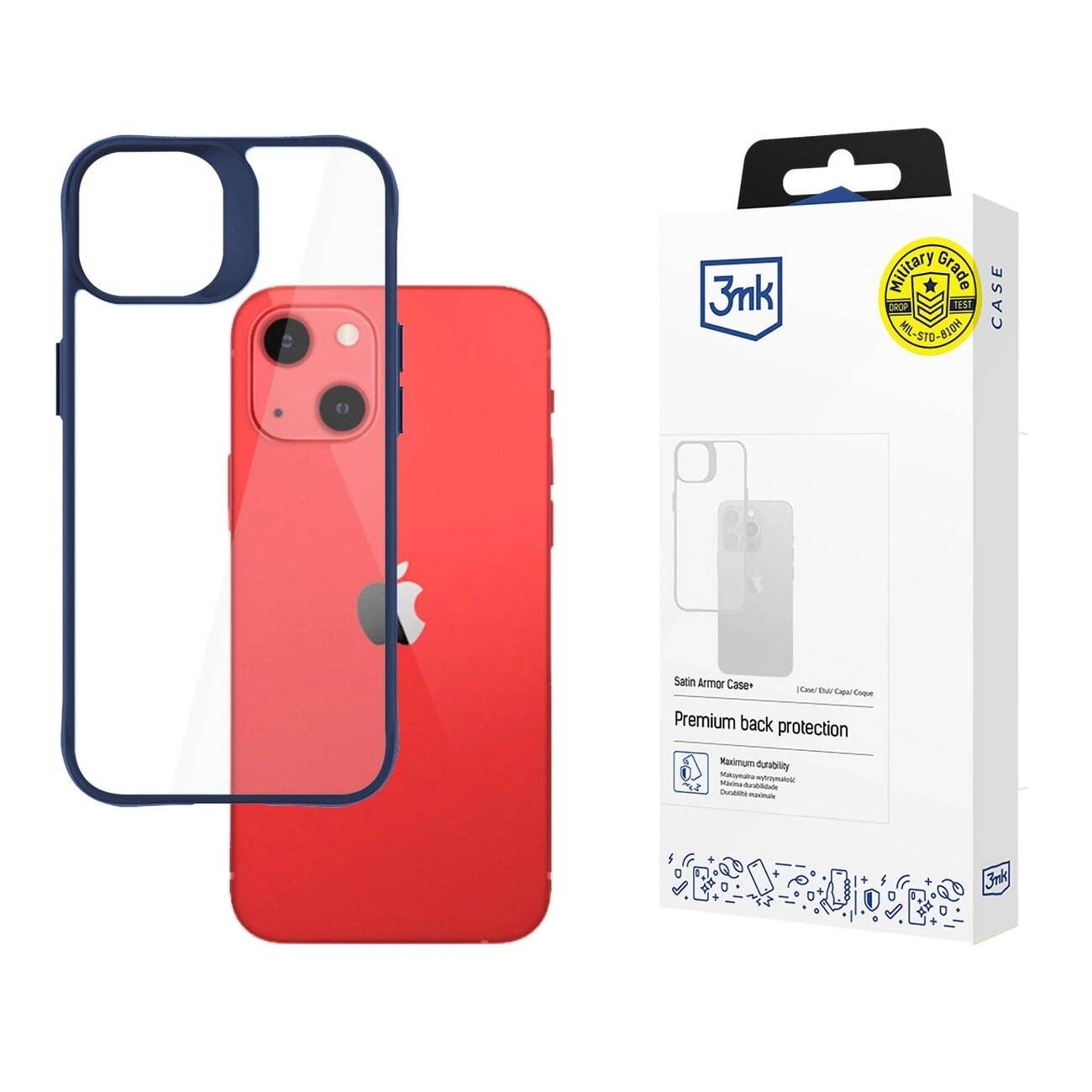 3mk Satin Armor Case+ Blaue Hülle Apple iPhone 13 – transparent