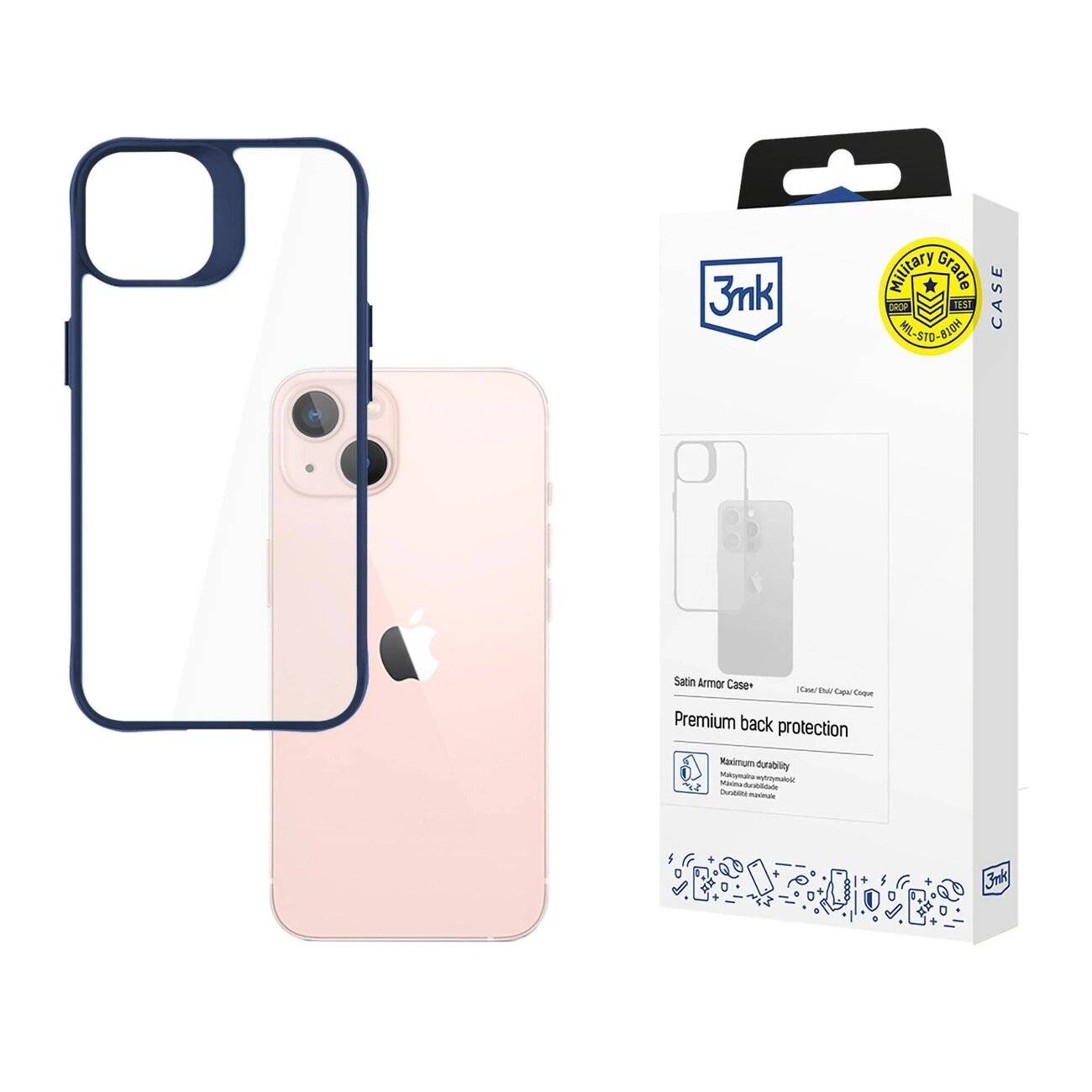 3mk Satin Armor Case+ Blaue Hülle Apple iPhone 14 – transparent