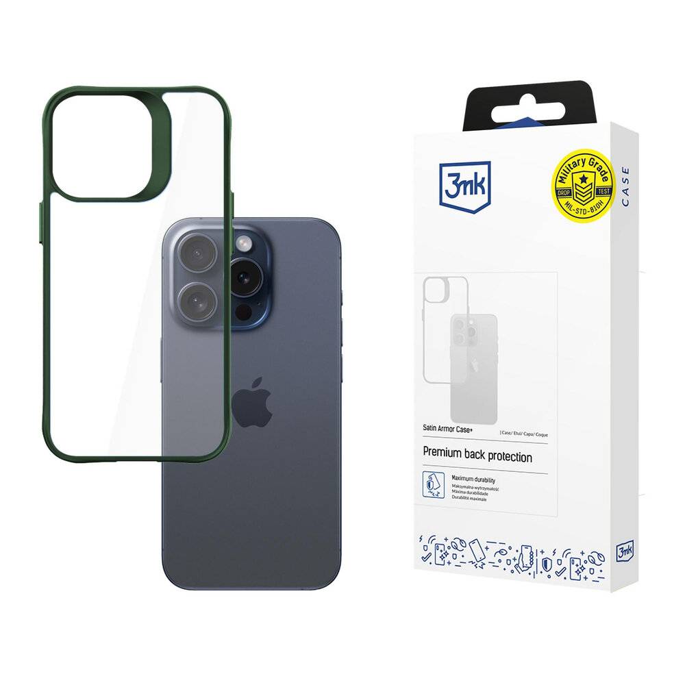 3mk Satin Armor Case+ Grüne Hülle Apple iPhone 15 Pro – transparent