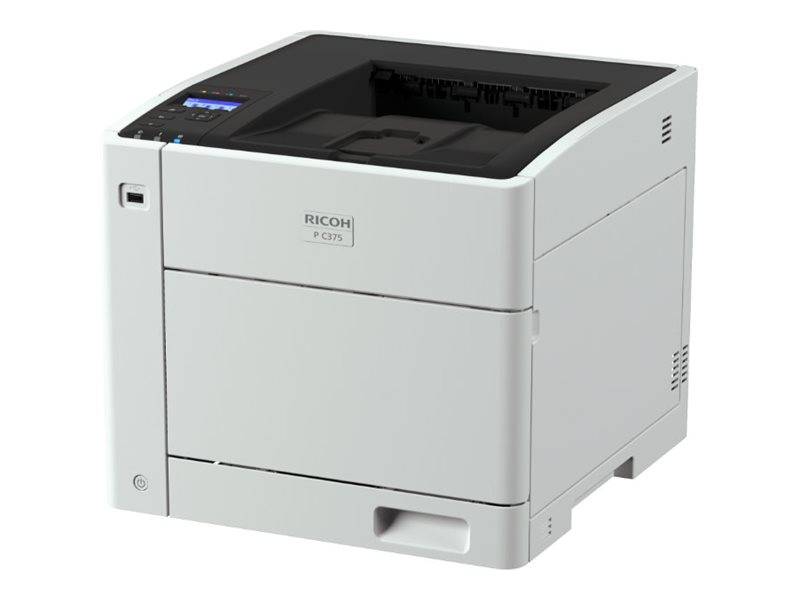 Ein Ricoh-Drucker des Modells P C375, in einem schlichten weißen Design, geeignet für den Bürogebrauch.