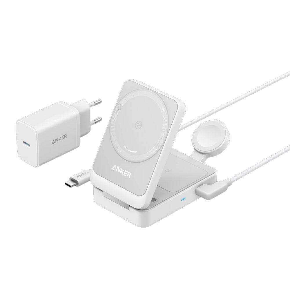 Anker MagGo 3-in-1 Qi2 Ladestation 15W weiß