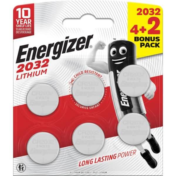 Knopfzelle 2032 E303945700 Lithium 4+2 Stück