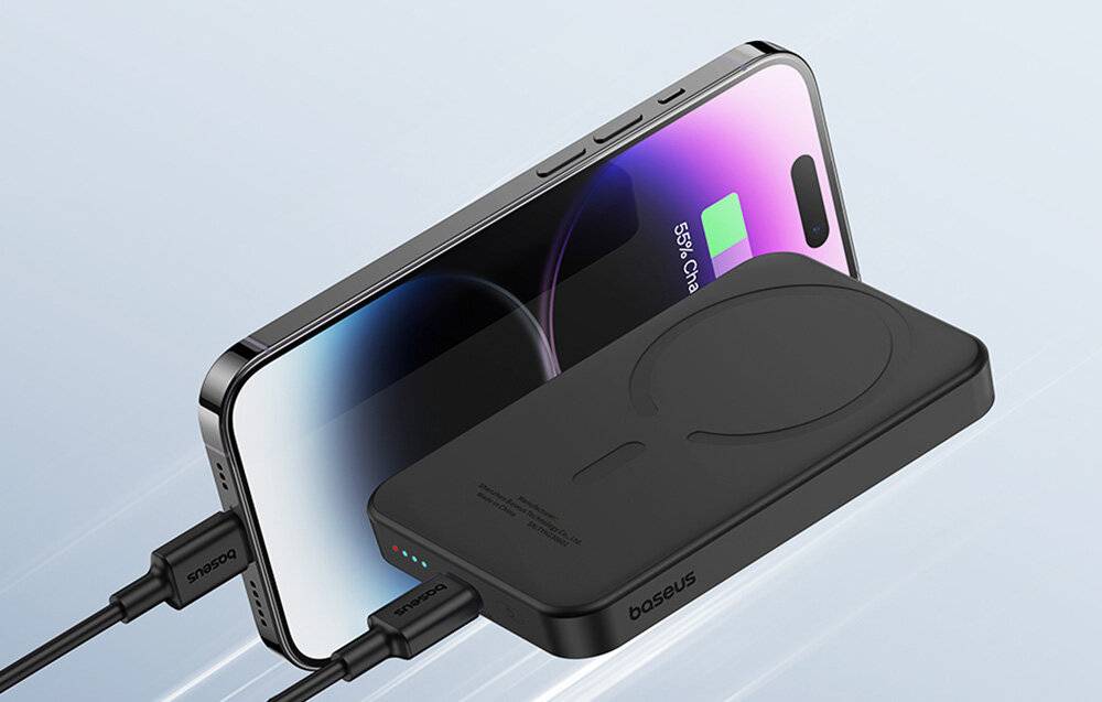 Magnetische Mini-Powerbank Baseus 5000mAh, USB-C 20W (schwarz)