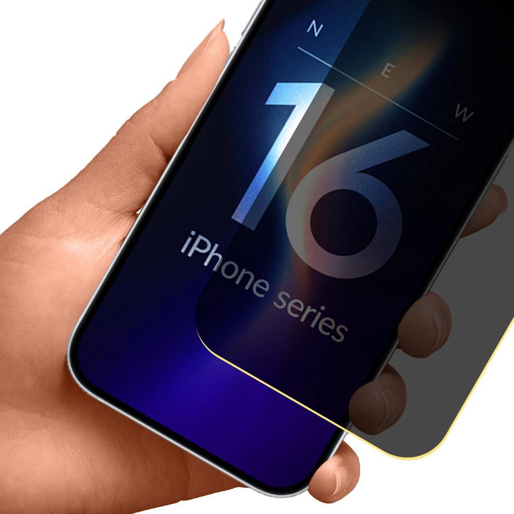 Eine Person hält ein Smartphone in der Hand, auf dem „iPhone 16 Serie