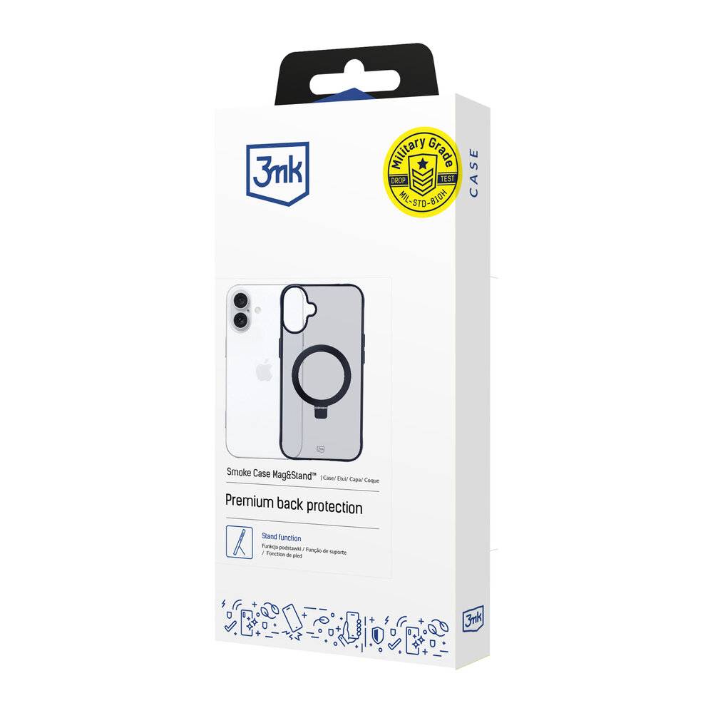 3mk Smoke Case Mag&Stand Hülle Apple iPhone 16 – Schwarz