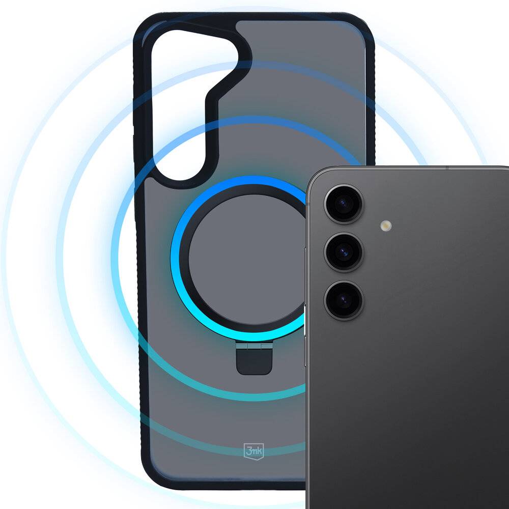 Eine Smartphone-Schutzhülle mit einer kreisförmigen Magnetfunktion ist so konzipiert, dass sie das Telefon sicher hält. Drei hintere Kameraobjektive sind auf dem Telefon sichtbar.