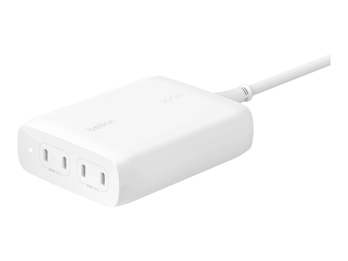 Belkin BoostCharge Pro - Netzteil - GaN-Technologie - 200 Watt - 5 A - Fast Charge, Power Delivery 3.1, PD 3.0 - 4 Ausga