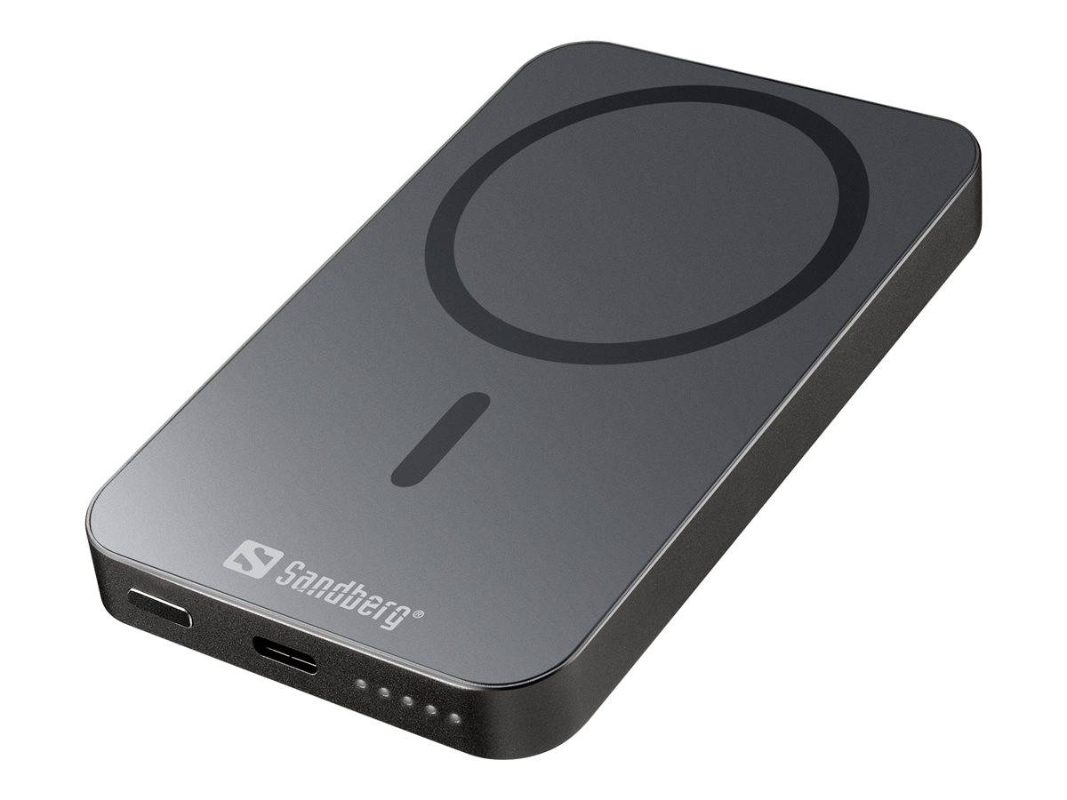 Sandberg 5000 ALU - Induktive Power Bank - Li - 5000 mAh - 19.25 Wh - 20 Watt - 3 A (24 pin USB-C)