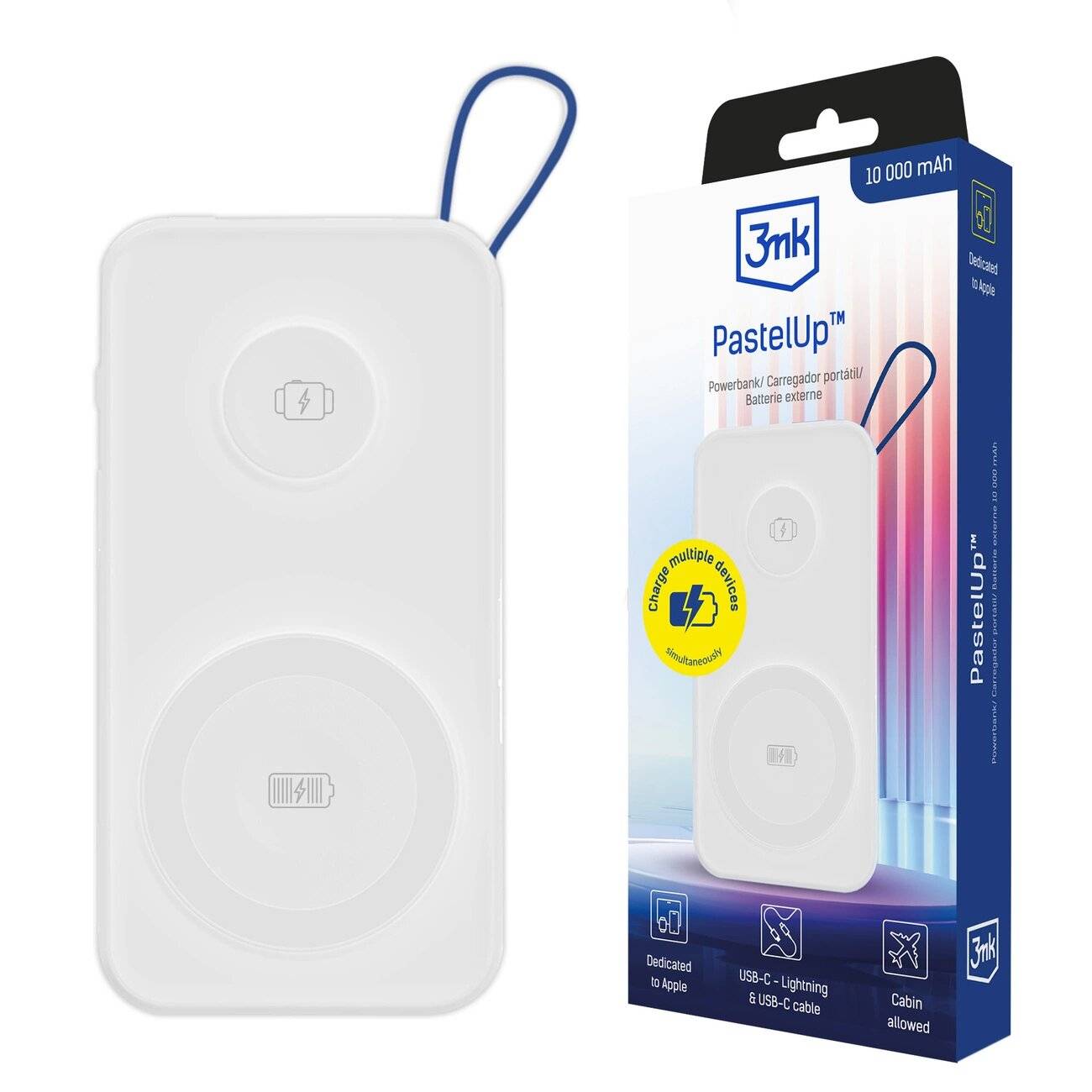 Powerbank 3mk PastelUp 10.000 mAh 22,5 W USB 1A1C – weiß