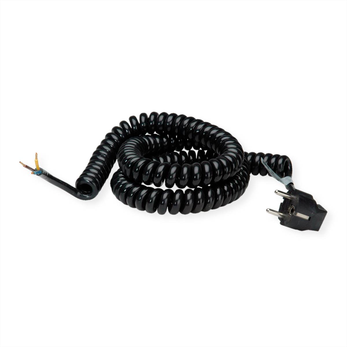 BACHMANN Wendelleitung 1-4m schwarz, H05VV-F 3G1,5mm² AEH/CEE7/7