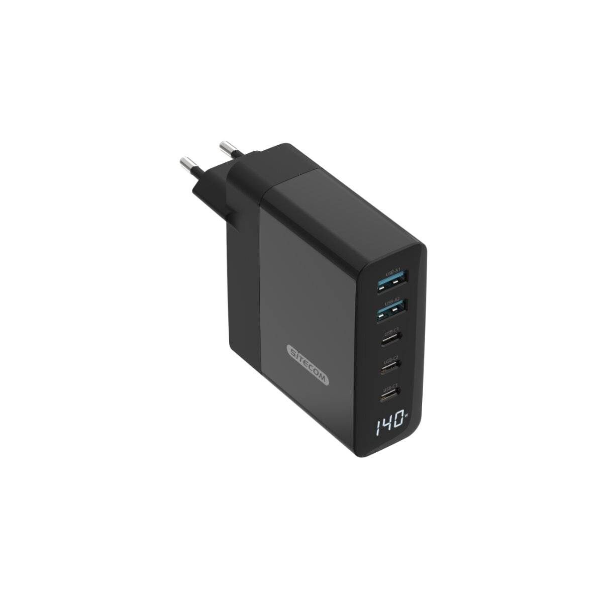 Sitecom 140W GaN Wandladegerät mit LED-Anzeige und USB-C/USB-A