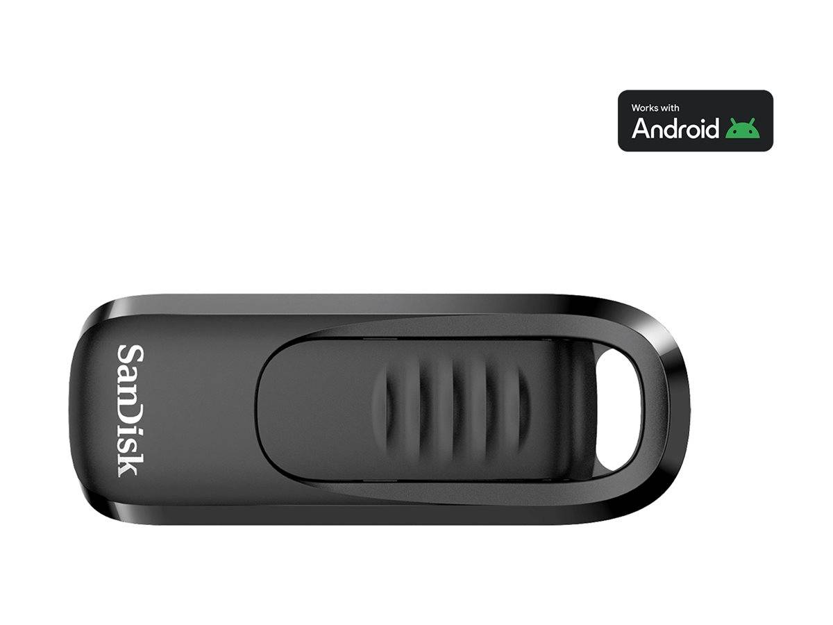 SanDisk USB-Stick mit einziehbarem Anschluss, kompatibel mit Android-Geräten.