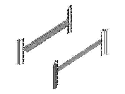Zwei graue Stahlträger horizontal angeordnet, verbunden mit vertikalen Stahlkanälen an jedem Ende, die parallele Tragwerke bilden.