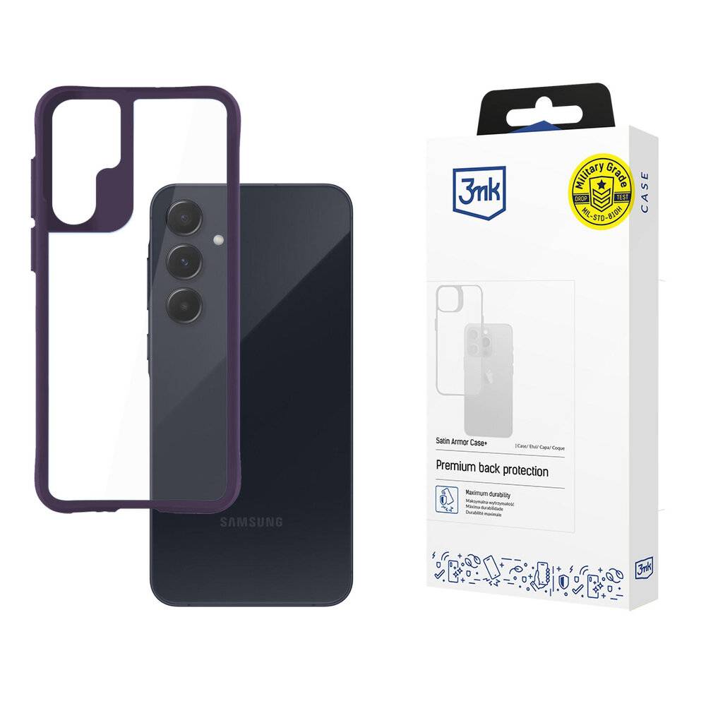 3mk Satin Armor Case+ Lila Hülle Samsung Galaxy A55 5G – transparent