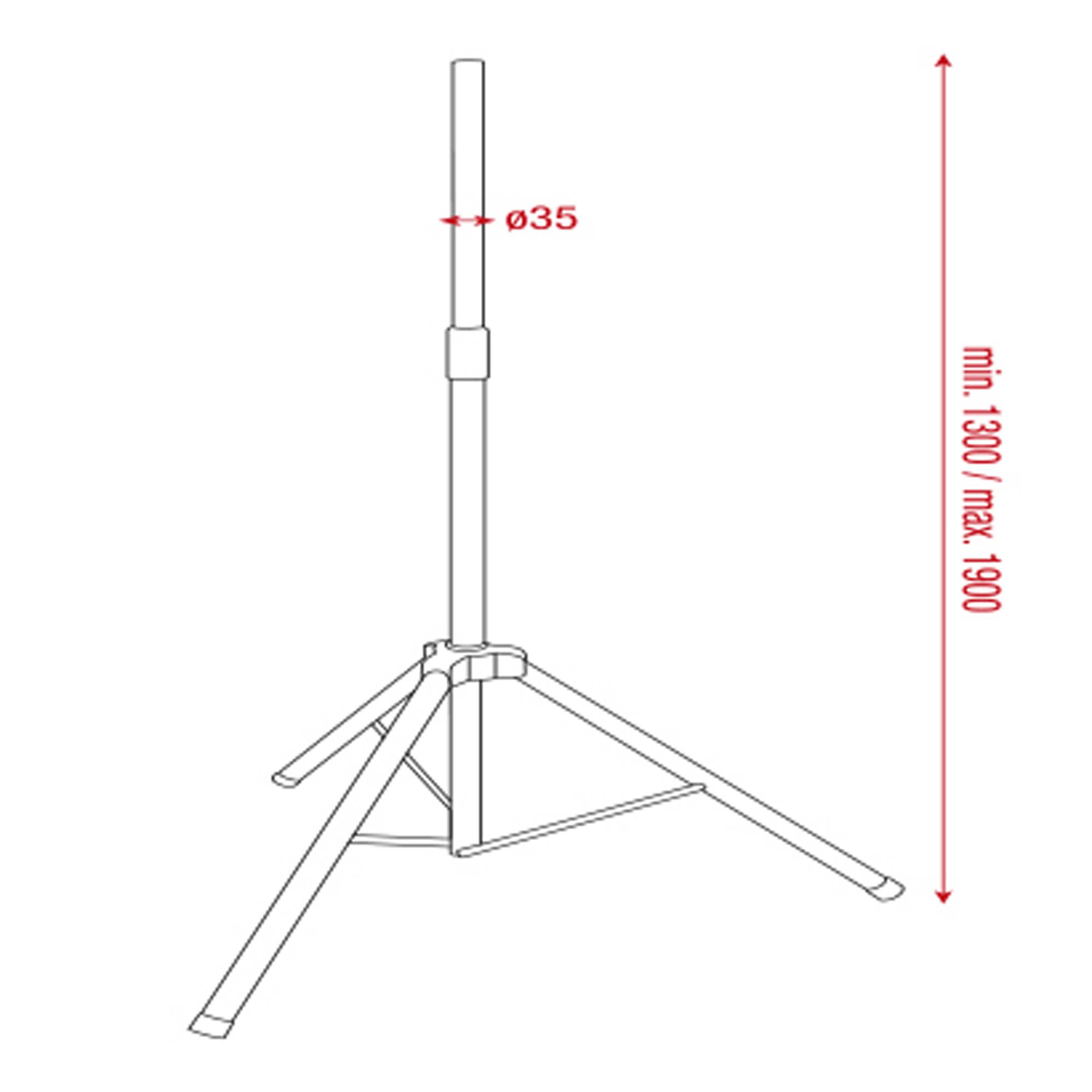 Showgear Air Pressure Speaker Stand Aluminium - 1300-1900 mm - 35 mm - max. Belastbarkeit 40 kg