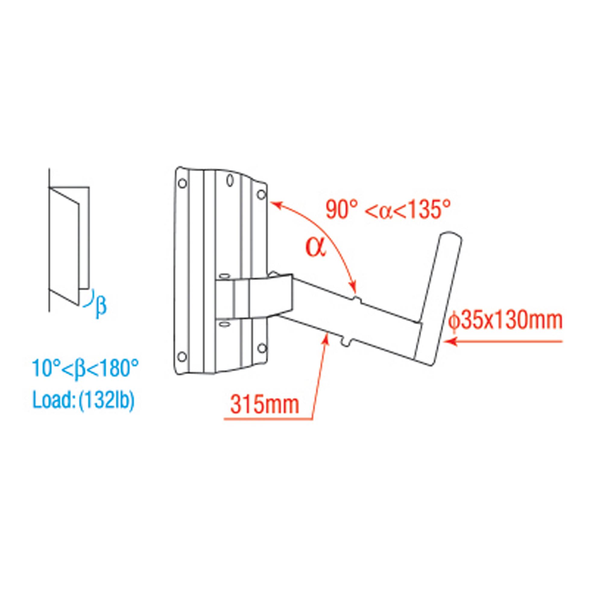 Showgear Adjustable Speaker Bracket 35 mm Maximallas: 30kg