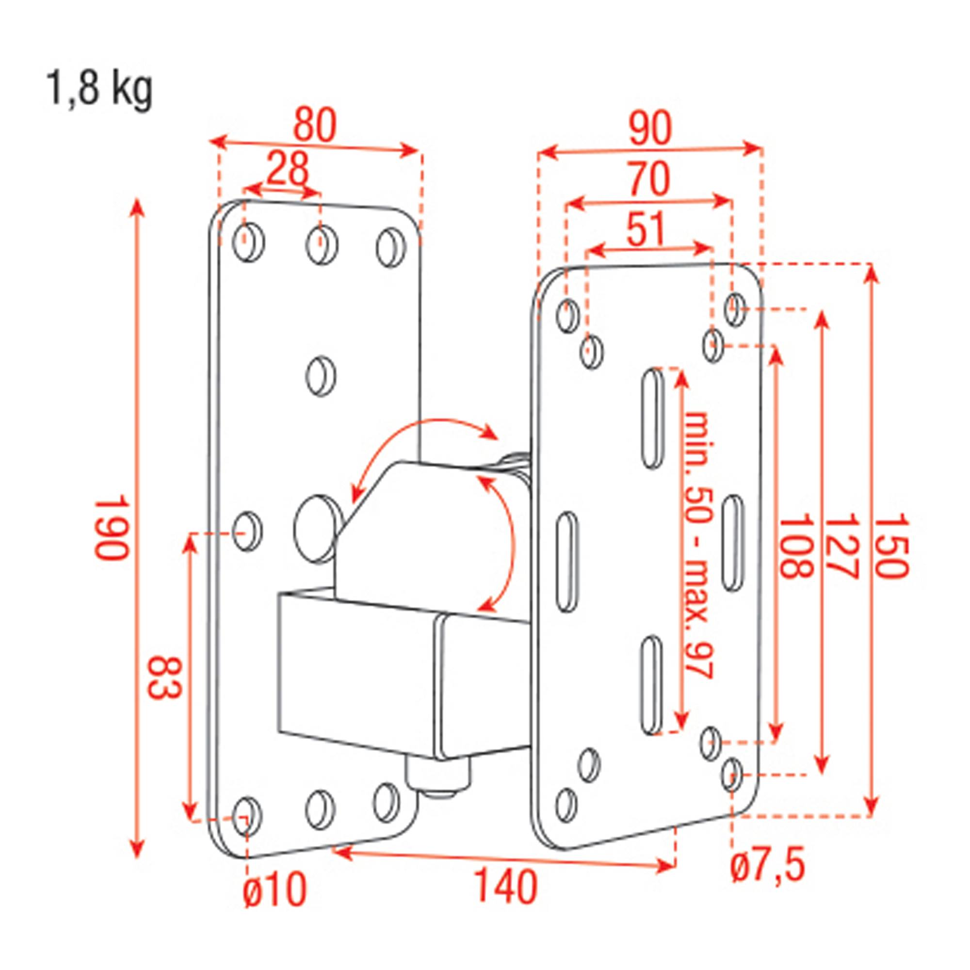 Showgear Compact Speaker Wall Bracket Schwarz