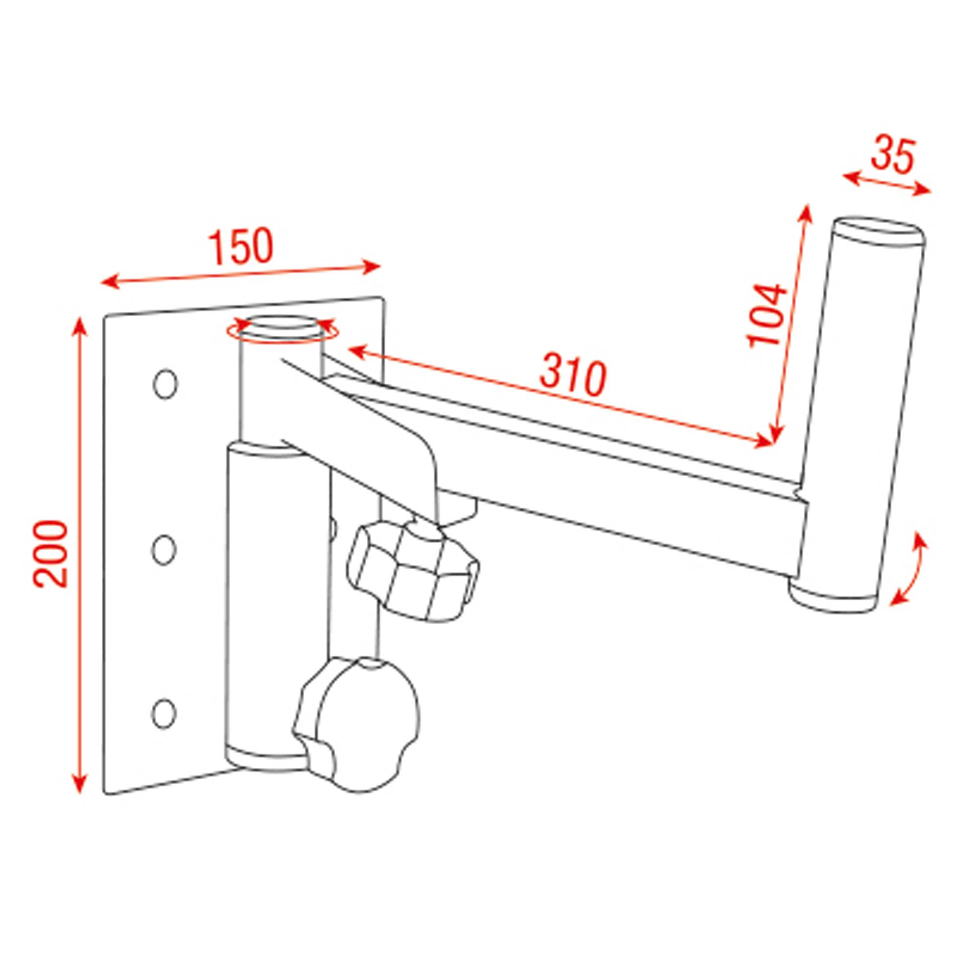 Showgear Mammoth Adjustable Speaker Bracket 35 mm Maximallas: 30kg