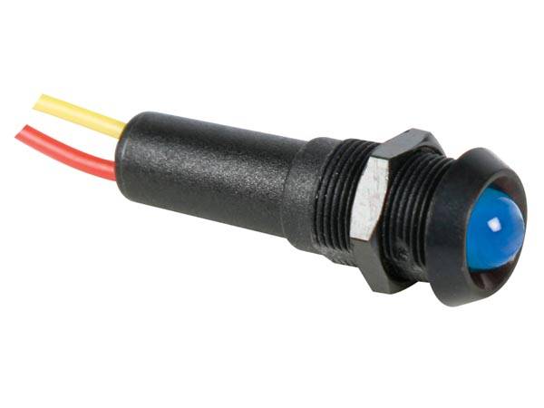 LED-SIGNALLEUCHTE 12V BLAU - SCHWARZES GEHÄUSE