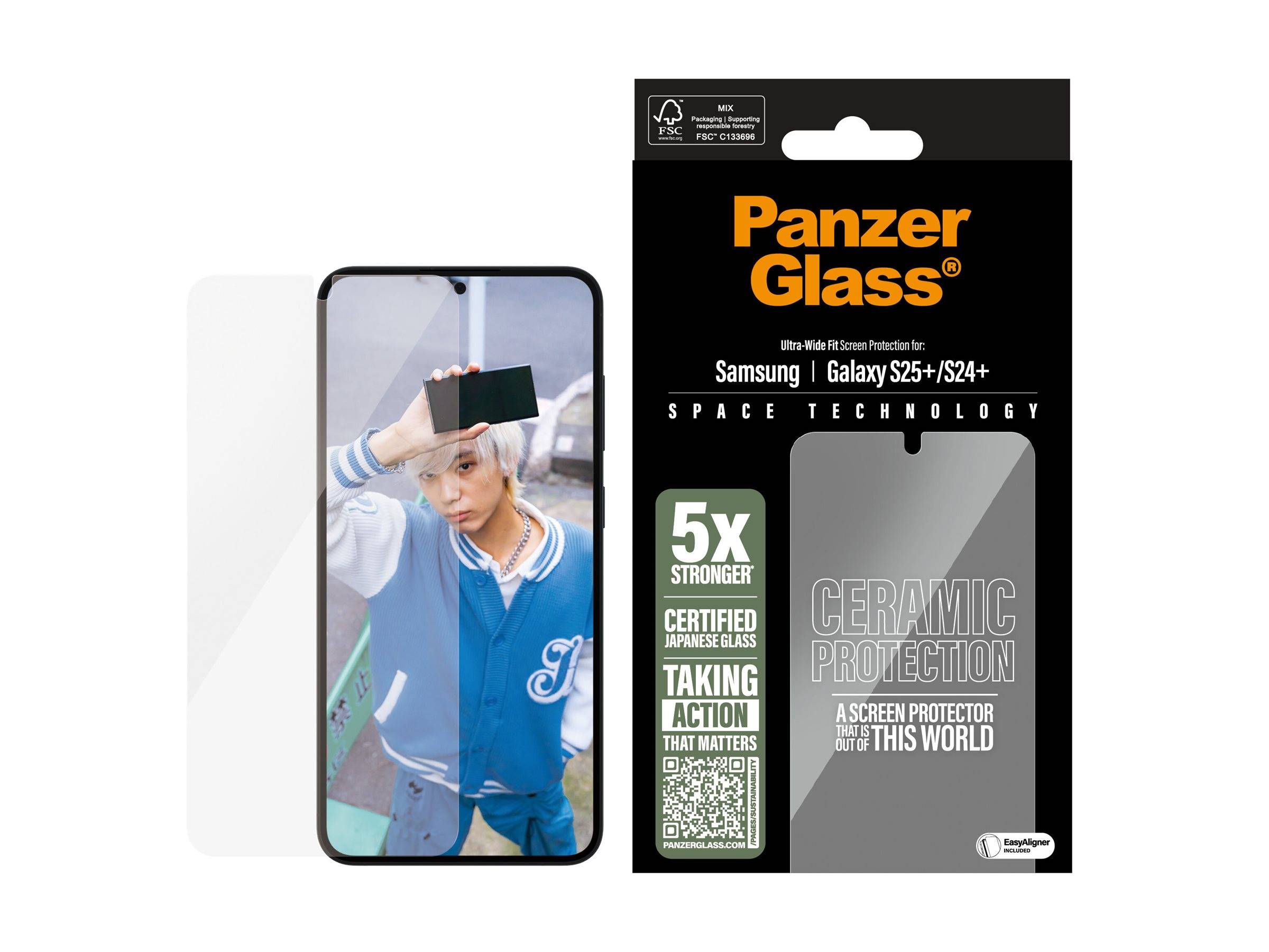Schutzglass Ultra-Wide Fit Ceramic Glass Samsung Galaxy S25+ - Klar