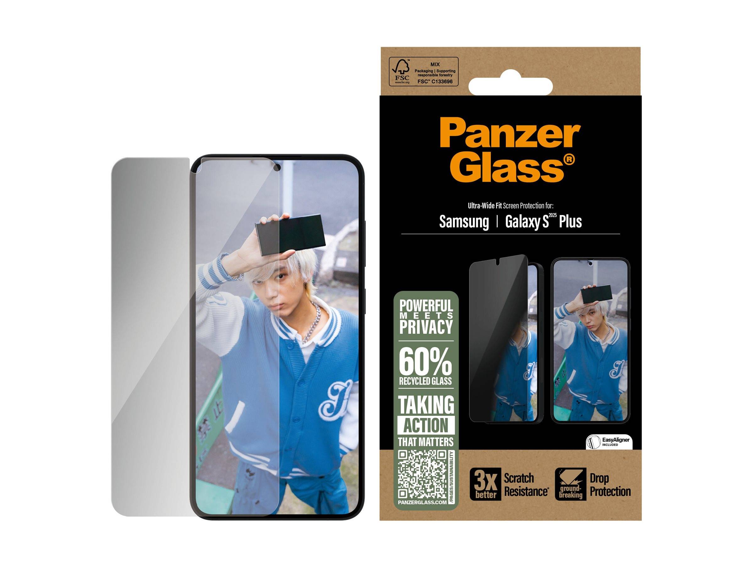 PanzerGlass Privacy - Bildschirmschutz für Handyultrabreite Passform - Glas -