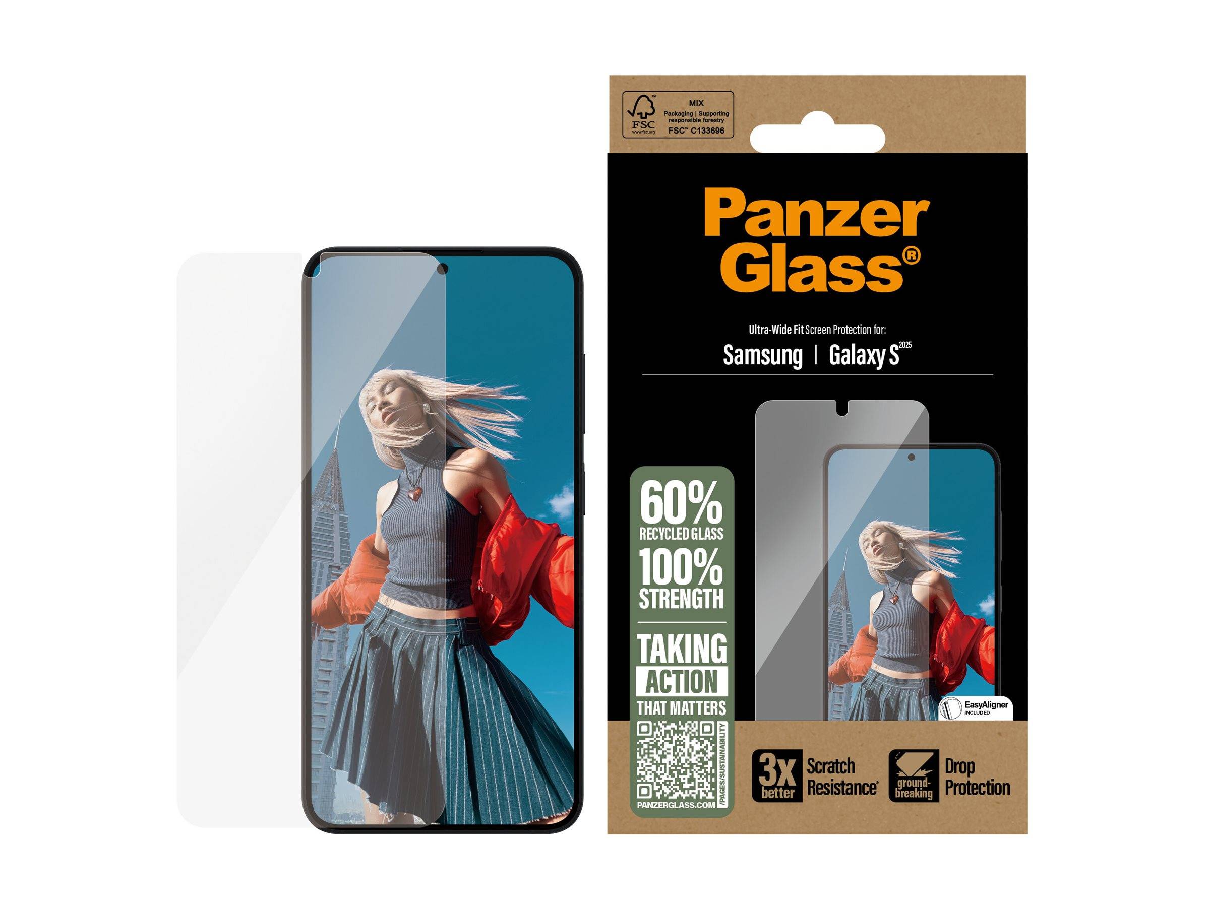 Schutzglass Ultra-Wide Fit gehärtetes Glas Samsung Galaxy S25