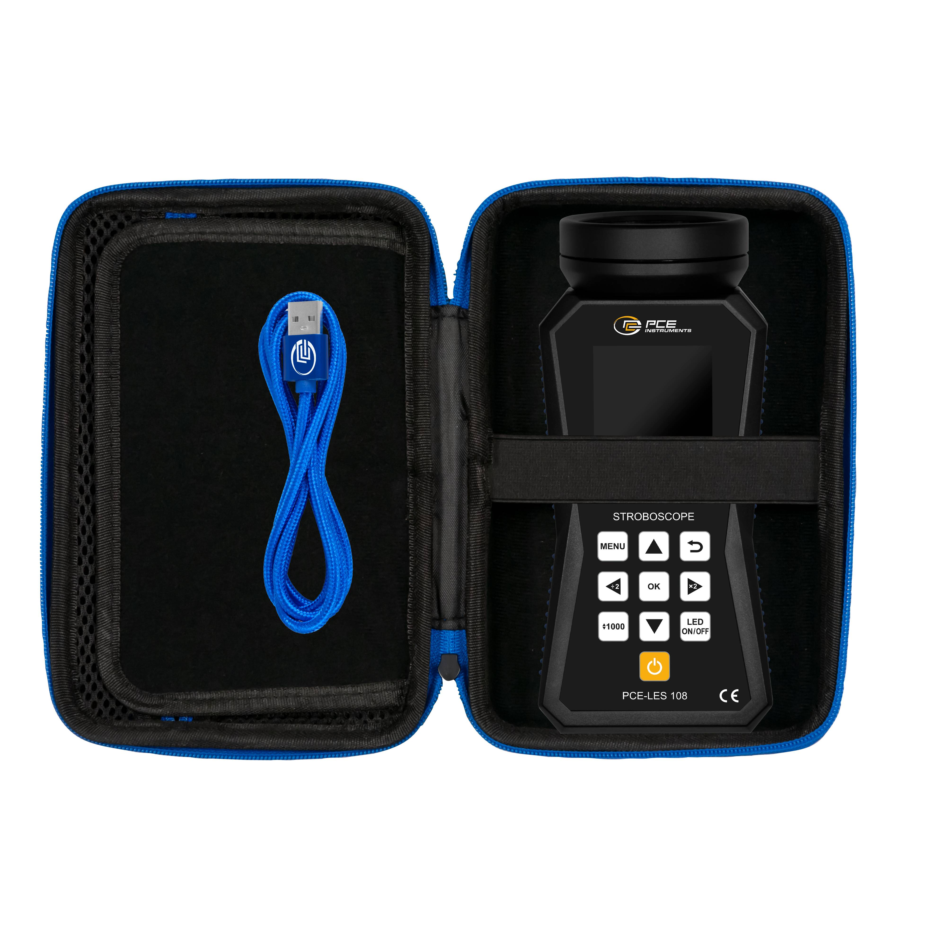 PCE Instruments UV Stroboskop PCE-LES 108UV-385 |8 UVA Hochleistungs-LEDs |390 nm |bis 300000 FPM |Genauigkeit 0,003 %