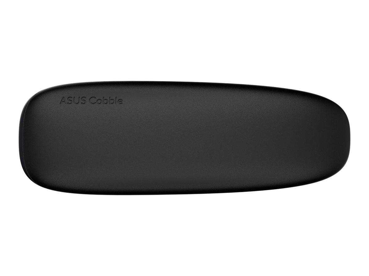 Schwarzes ASUS-Kabel-Oval-Etui oder Beutel auf weißem Hintergrund, oben links mit der Beschriftung 