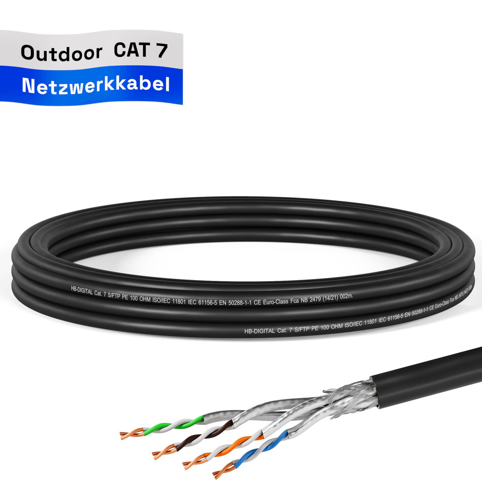 hb-digital CAT7 Kabel für Außenbereich 5m S/FTP PE AWG23