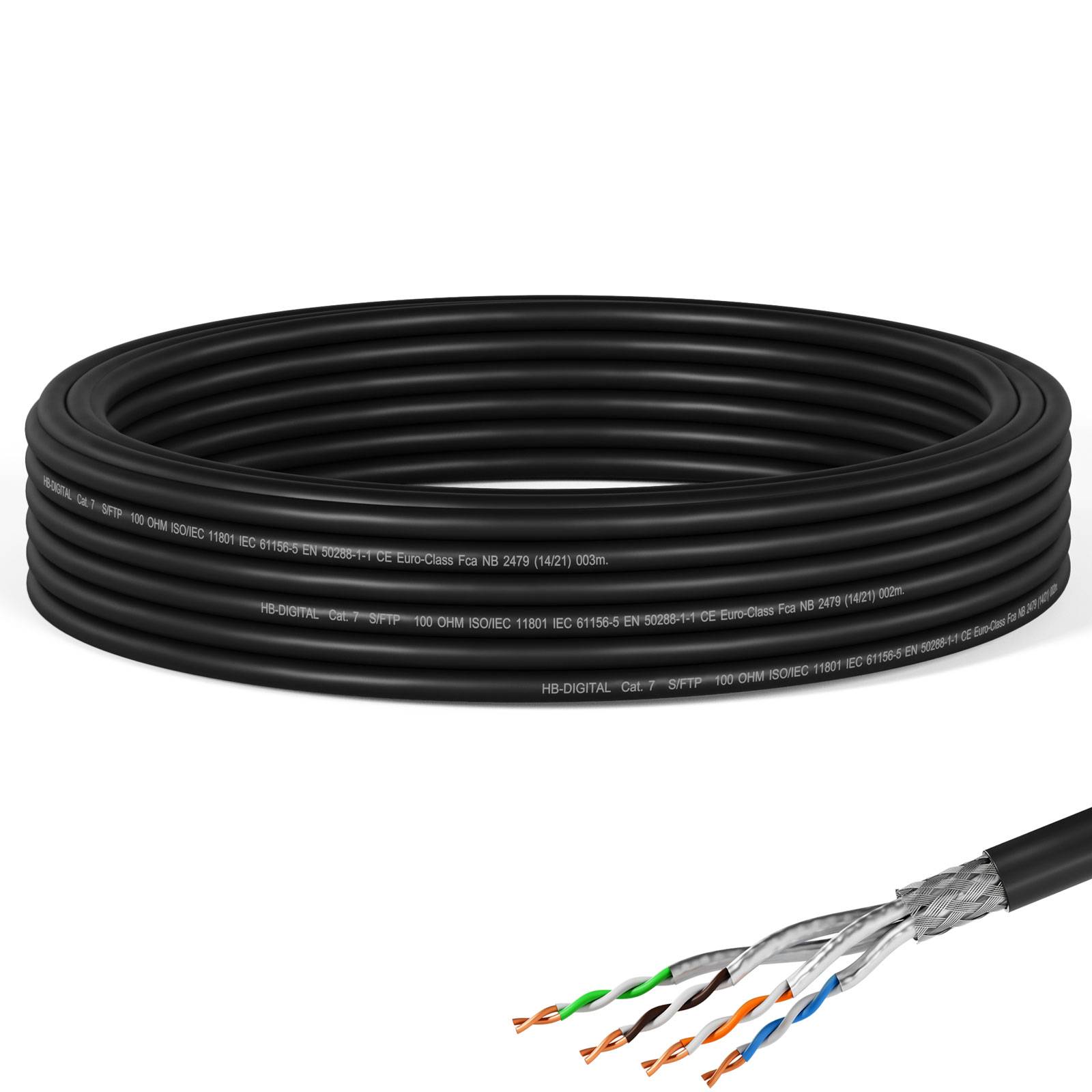 hb-digital Netzwerkkabel CAT 7 Outdoor 10m max. 1000 MHz S/FTP PE PoE