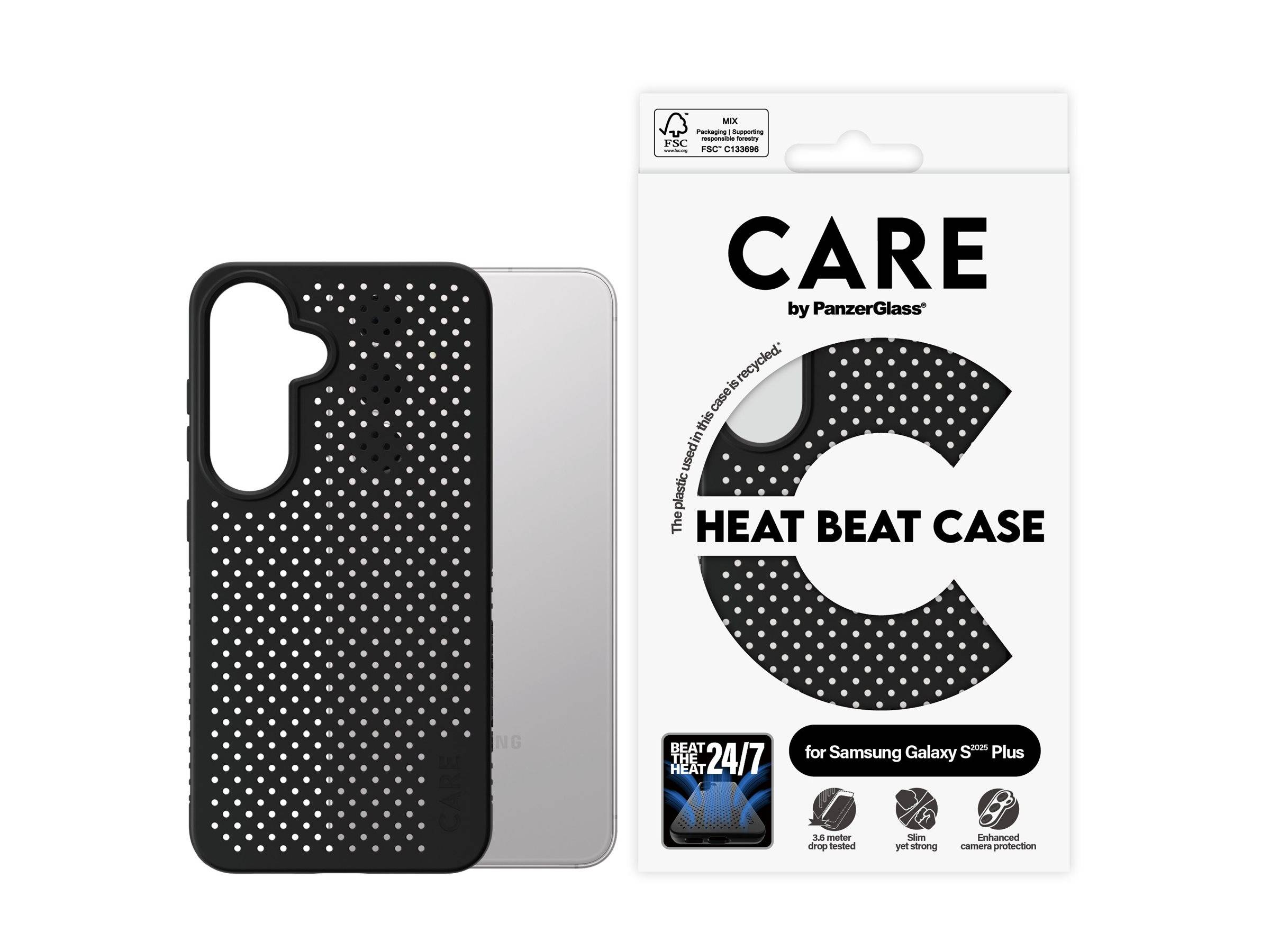 PANZERGLASS - CARE by PanzerGlass Heat Beat - Hintere Abdeckung für Mobiltelefon - Qi - 100 % recyceltes Polycarbonat, 1