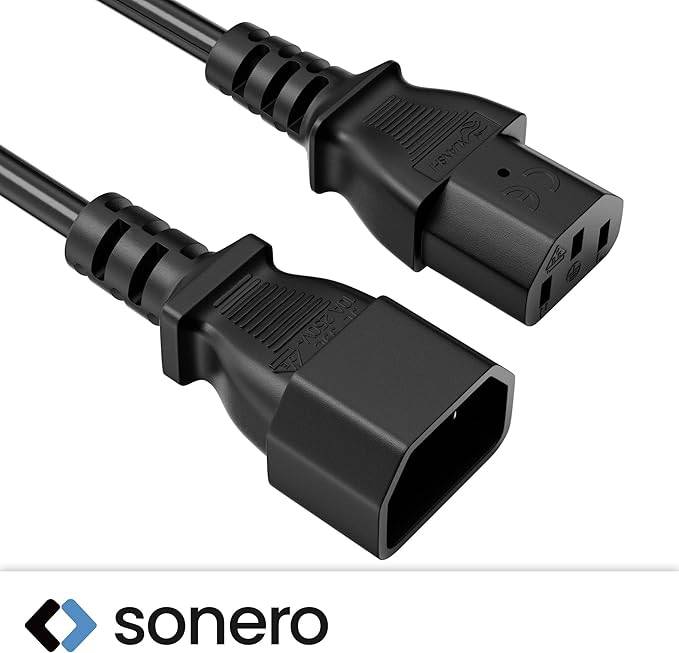 SONERO Kaltgeräteverlängerung, X-C13P-C13F-030B, gerade, schwarz, 3m