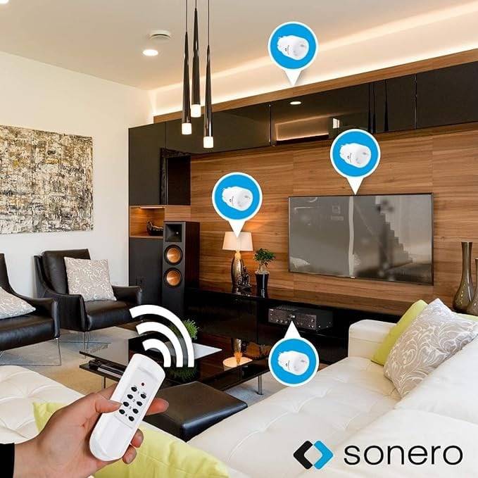 SONERO Funksteckdosen-Set S-RCS104, 1 Sender, 4 Empfänger, weiß