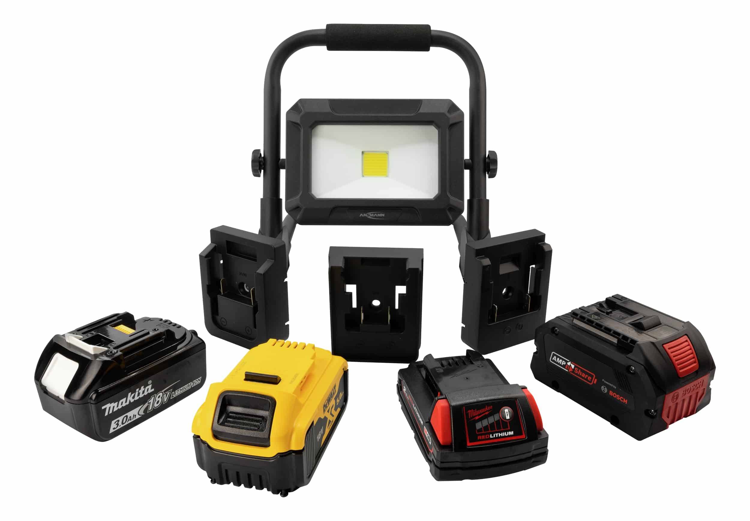 ANSMANN LED-Arbeitsstrahler, 18 V-, 30 W, inkl. 3 Akku-Adapterplatten, schwarz