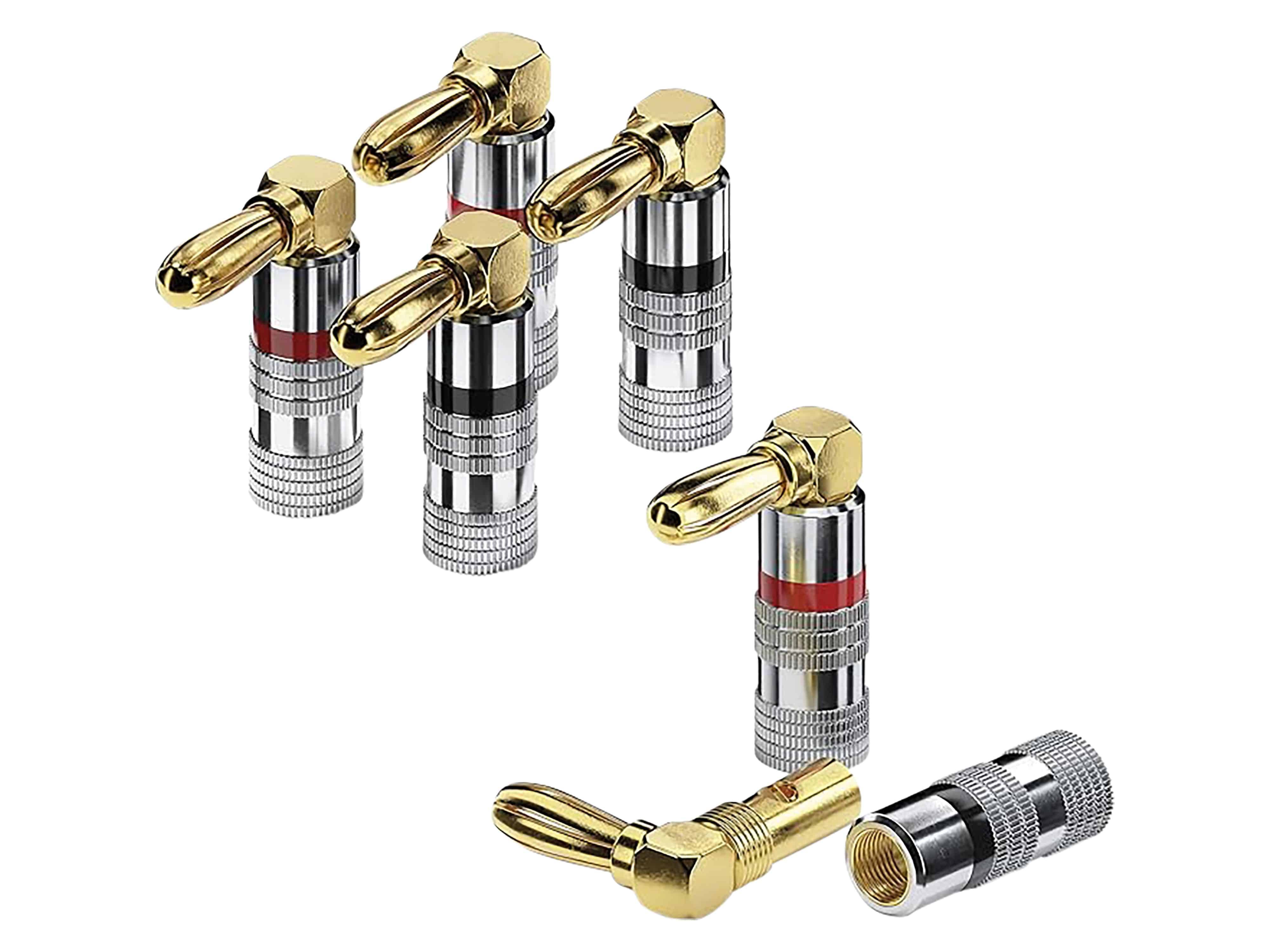 SONERO Bananenstecker S-SC090-04, gewinkelt 90° vergoldet 4er Set