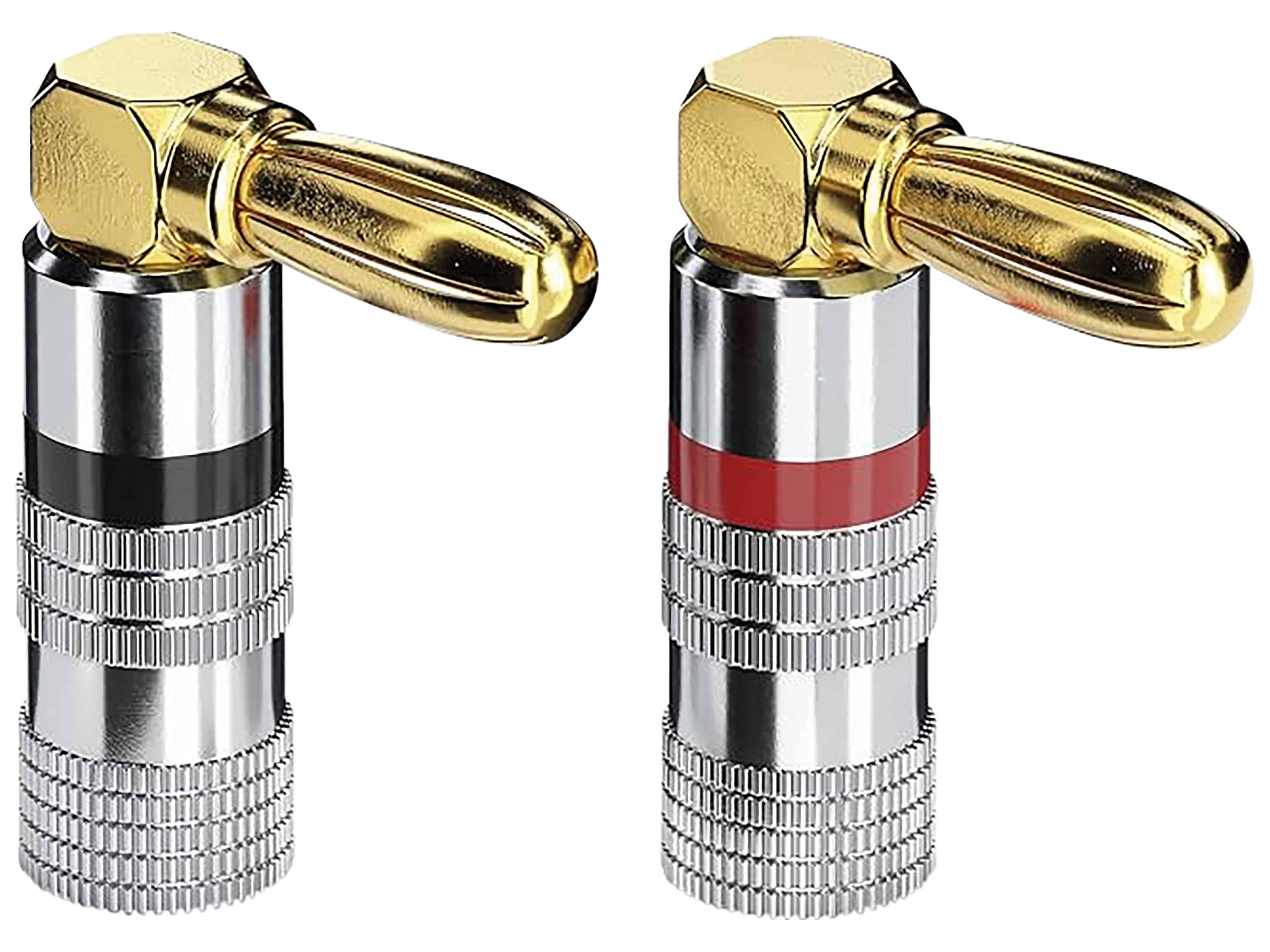 SONERO Bananenstecker S-SC090-04, gewinkelt 90° vergoldet 4er Set