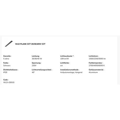 Spectrum LED WLD PLANK 120cm Deckenleuchte 20-40W 4350lm Schwarz 40° 230V IP20 2700-6000K CCT Spectrum LED WLD PLANK 120cm Deckenleuchte 20-40W 4350lm Schwarz 40° 230V IP20 2700-6000K CCT