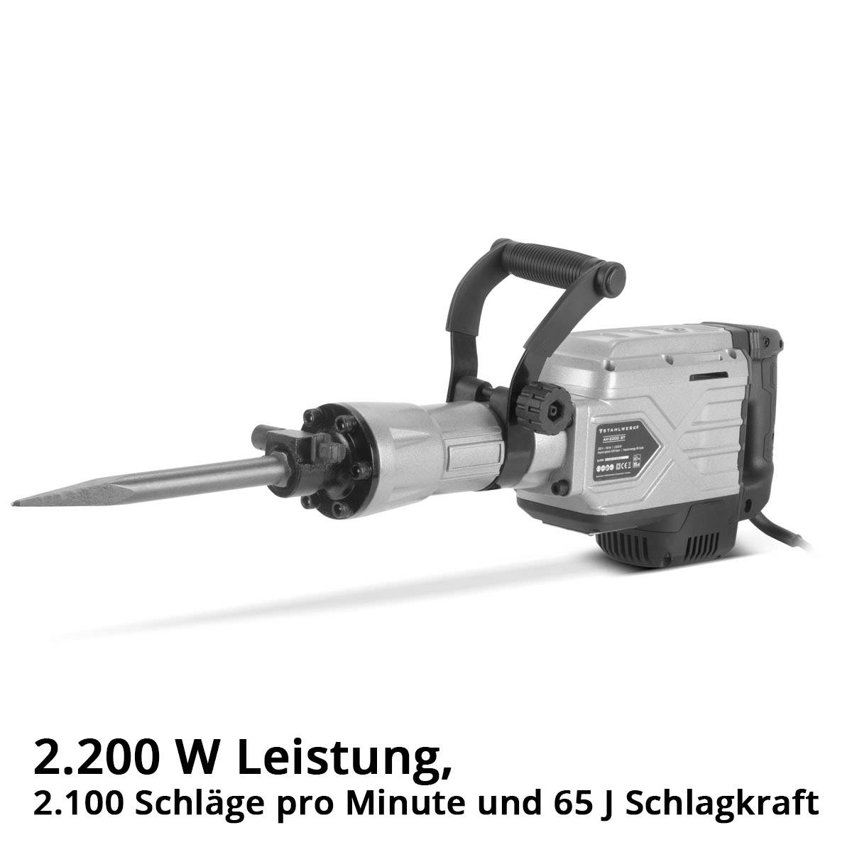 STAHLWERK Abbruchhammer 2.200 W 2.100 bpm 65 J Stemmhammer Meißelhammer