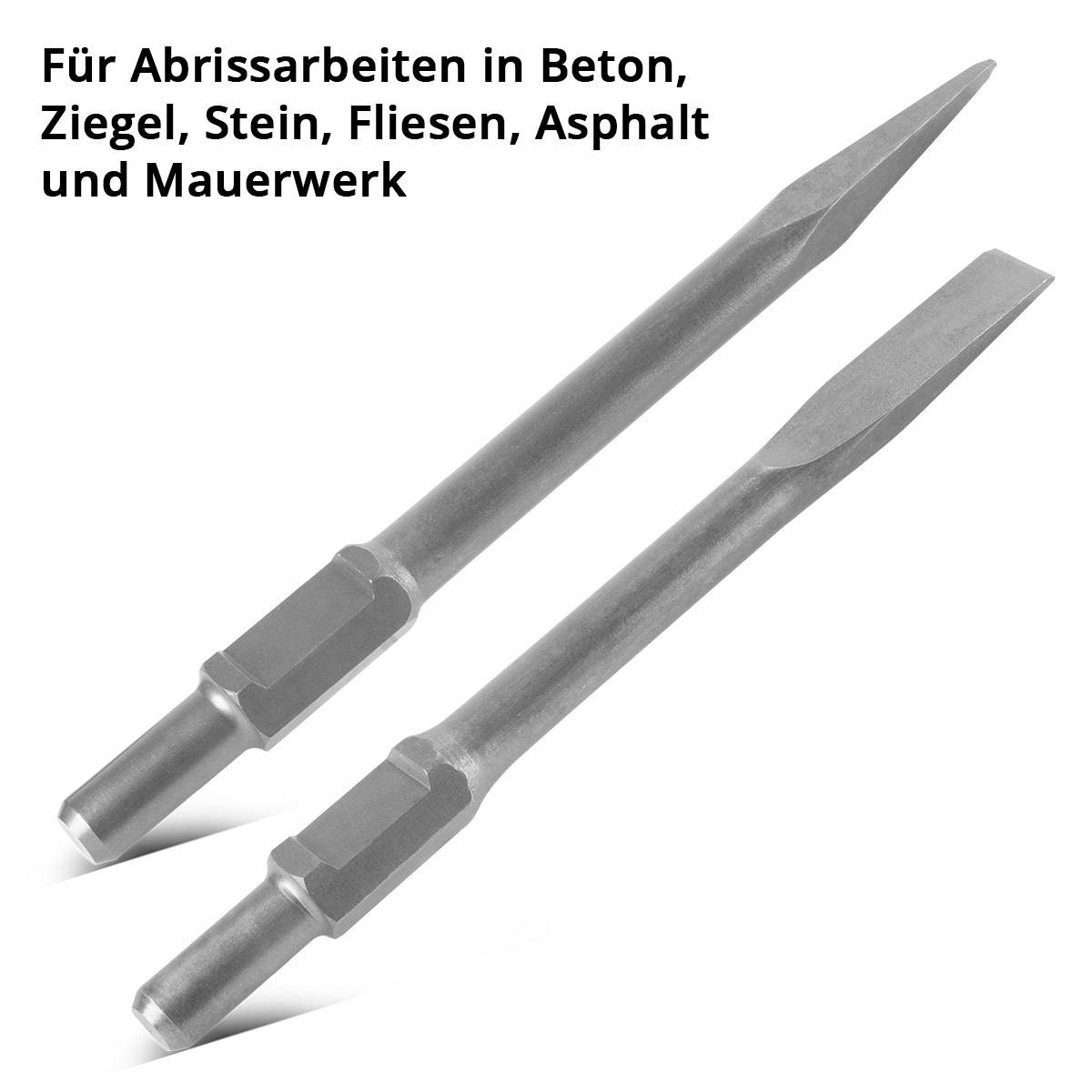 STAHLWERK Meißel 4er Set mit 2 Flachmeißeln und 2 Spitzmeißeln 30 x 380 mm