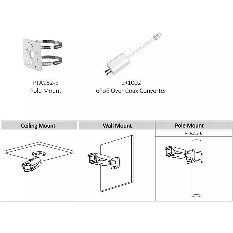 Dahua IPC-HFW5442E-ZE IP-Kamera 4MPx T/N IR PoE, 4 MegapixelBullet Kamera | Blickwinkel:114° - 47° (Objektiv-Brennweite