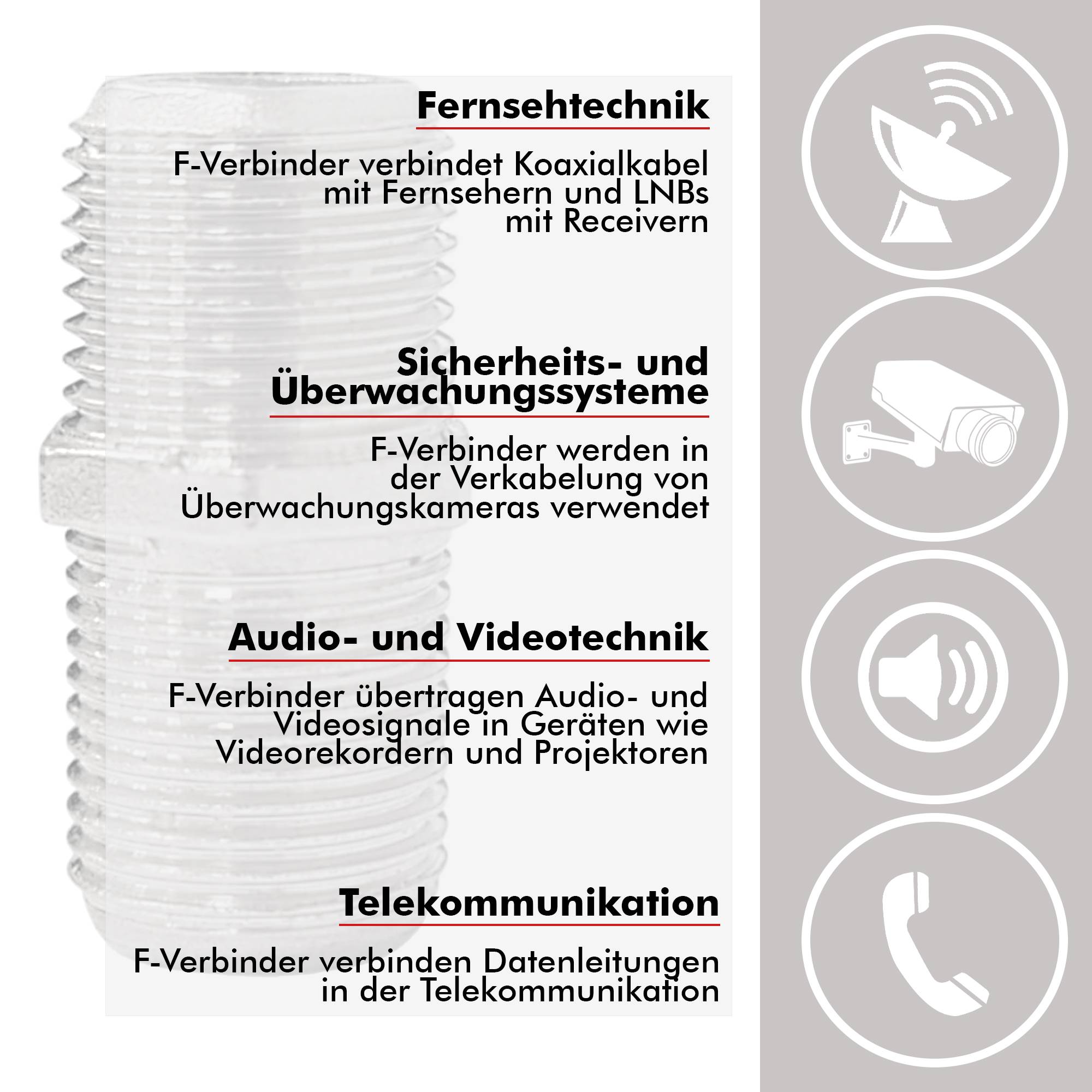 Premium X 10x F-Verbinder – Zinklegierung Sat Kupplung, F-Stecker Kupplung, vielseitiger Adapter für Koaxialkabel, SAT Antennenkabel, BK-Anlagen,