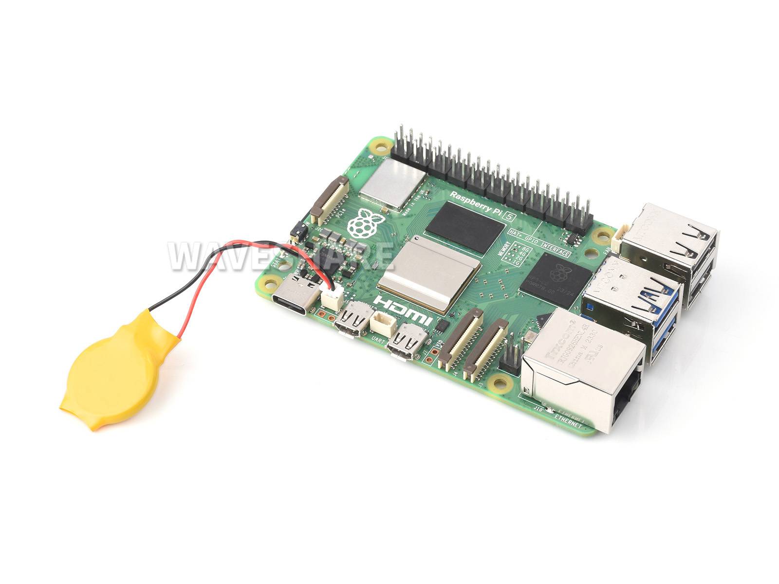 WaveShare RTC Battery for Raspberry Pi 5 Recharging 64mAh JST-2PIN Connector