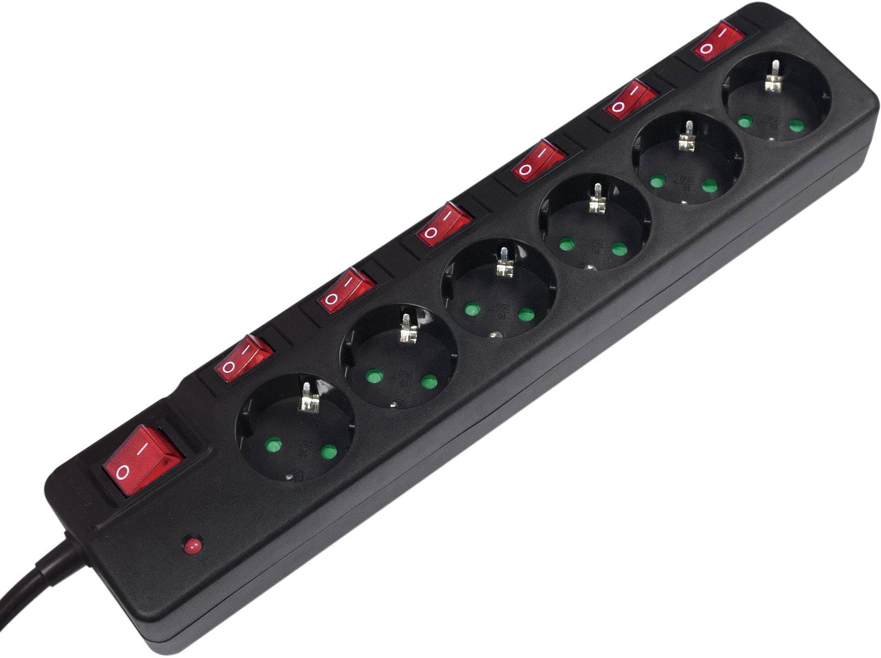 Logilink Steckdosenleiste 6-fach, 1,5m mit 6 Schalter schwar Multimedia-Technik Steckdosenleisten