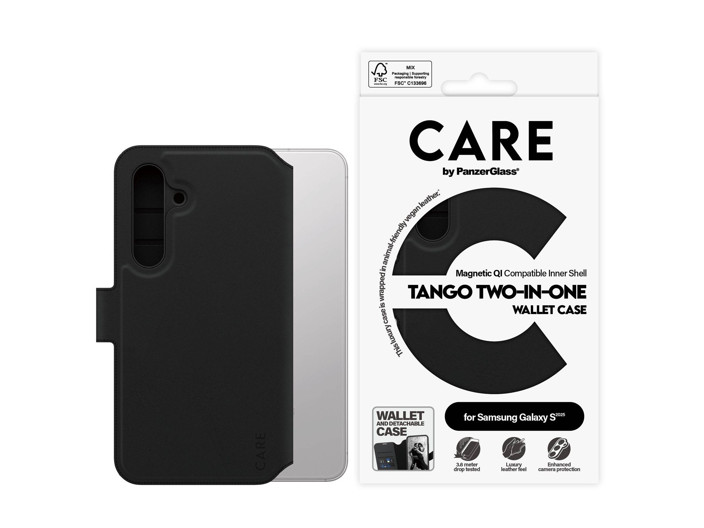 PANZERGLASS - CARE by PanzerGlass Tango - Flip-Hülle für Mobiltelefon - 2-in-1 Geldbörse - Thermoplastisches Polyurethan