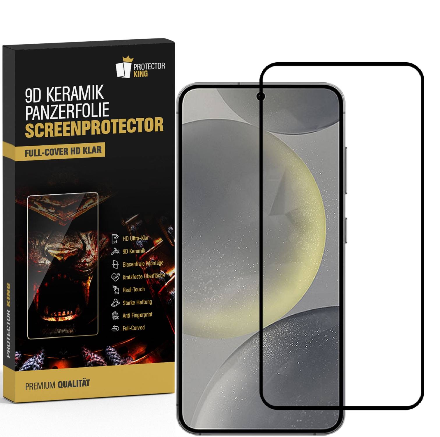 2x Keramik-Glass für Samsung Galaxy S25 Full-Screen-Protector HD klar Displayschutz Schutzglas Schutzfolie Panzerfolie