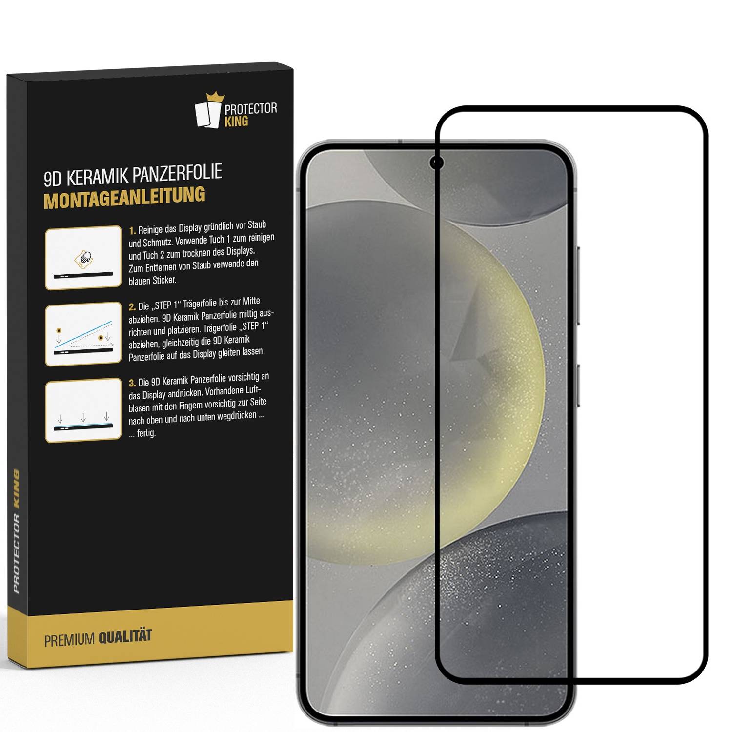 4x Keramik-Glass für Samsung Galaxy S25 Full-Screen-Protector HD klar Displayschutz Schutzglas Schutzfolie Panzerfolie