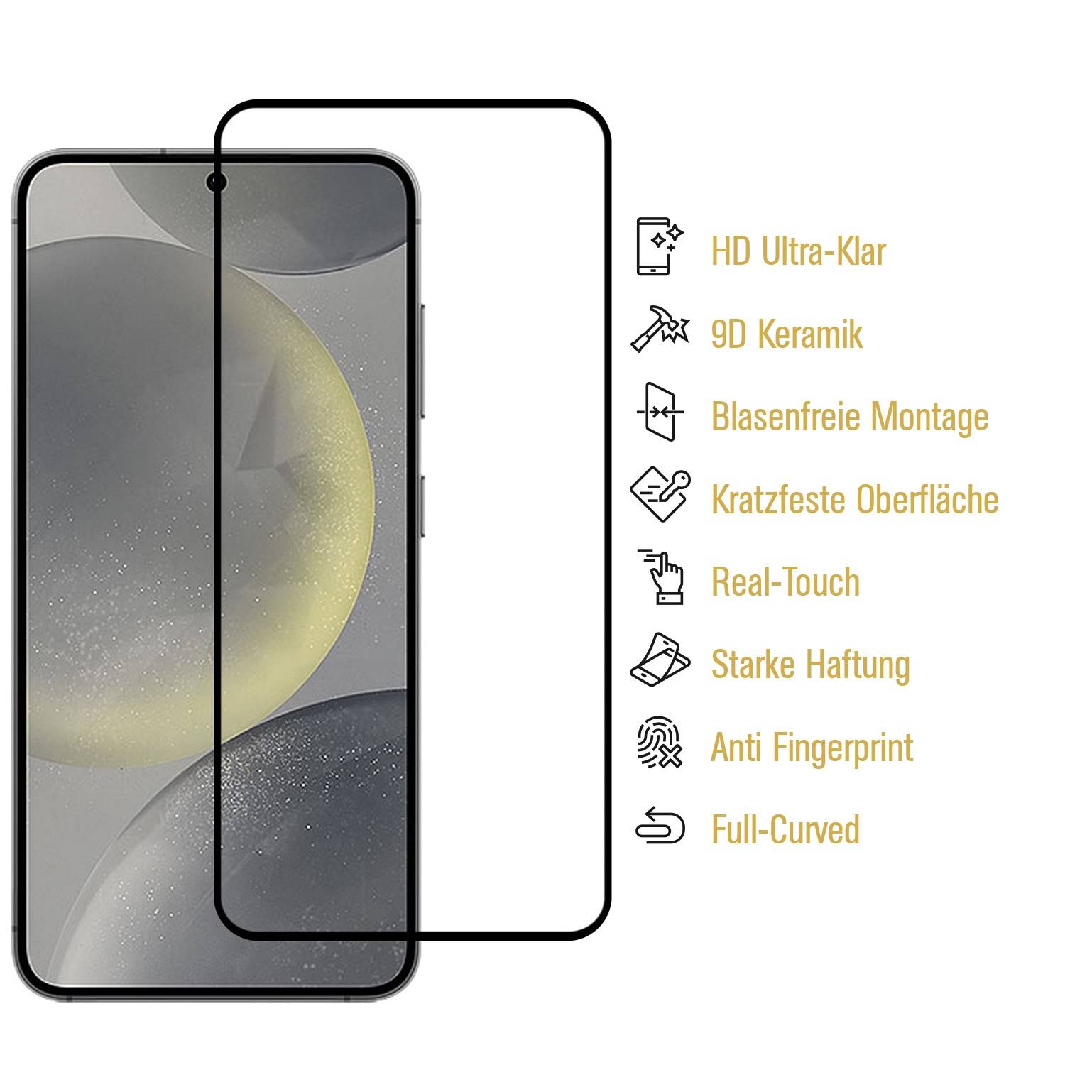 2x Keramik-Glass für Samsung Galaxy S25 Full-Screen-Protector HD klar Displayschutz Schutzglas Schutzfolie Panzerfolie