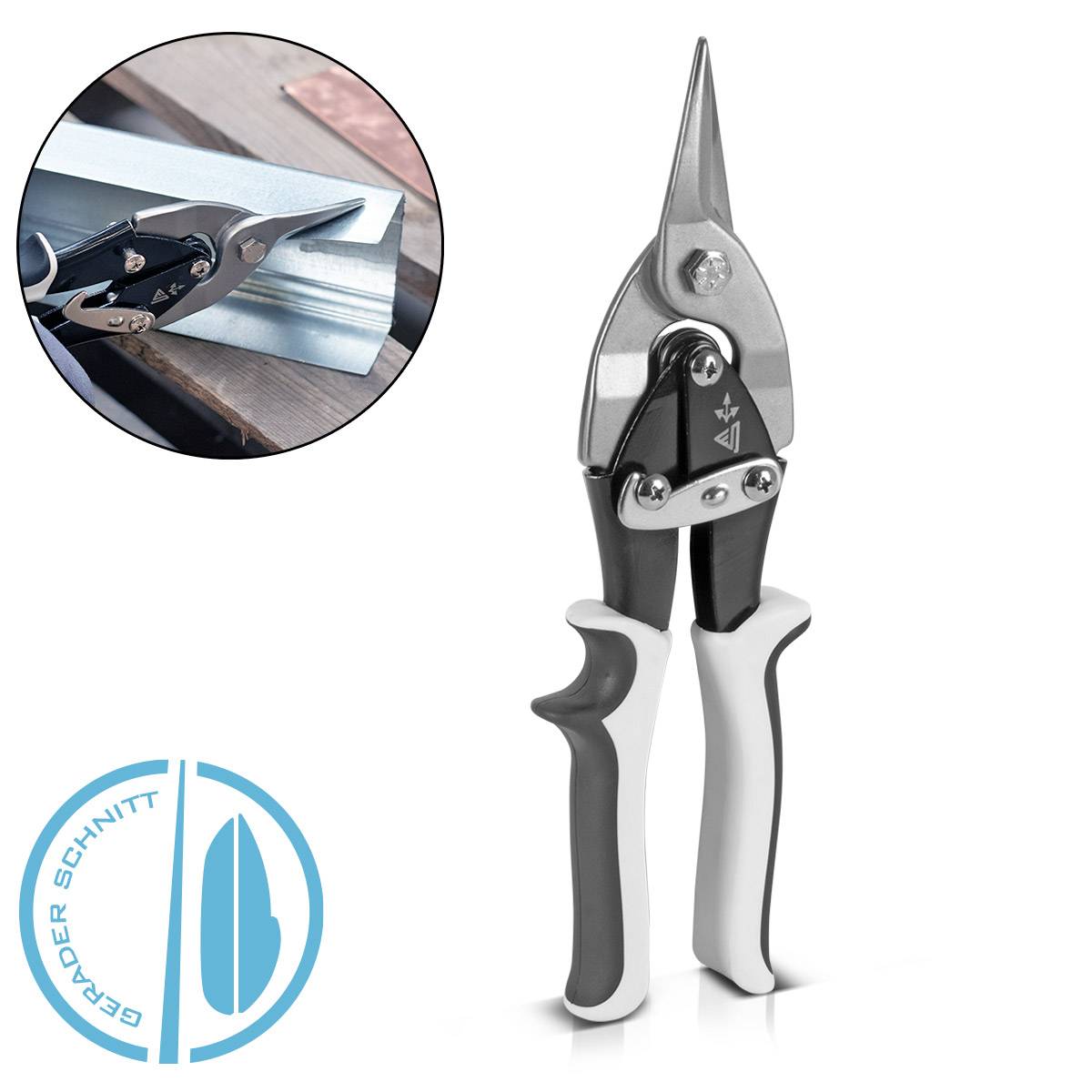 STAHLWERK Blechschere gerader Schnitt Metallschere zum professionellen Schneiden