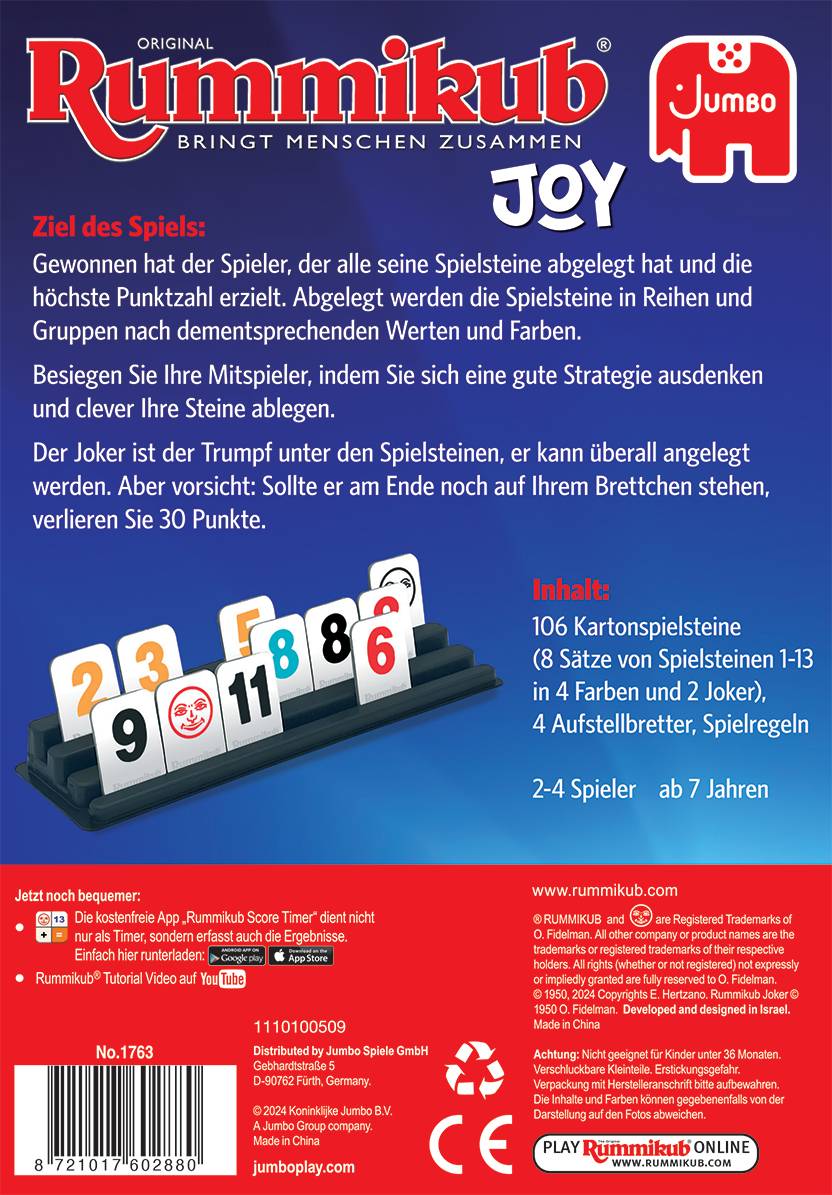 Jumbo Spiele 1110100509 Rummikub Joy